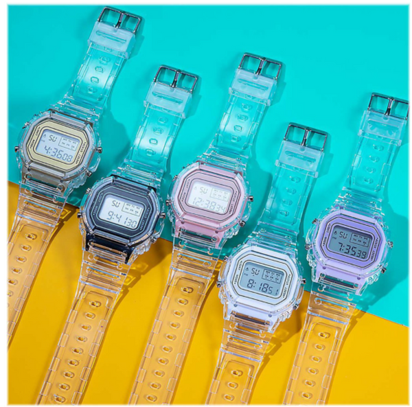 Transparent Colourful Unisex Multi-Functional LED Watch