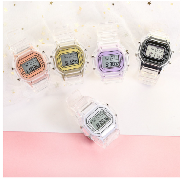 [Bundle for 3 @ RM50] [100% Ready Stock] Transparent Colourful Unisex Multi-Functional LED Watch