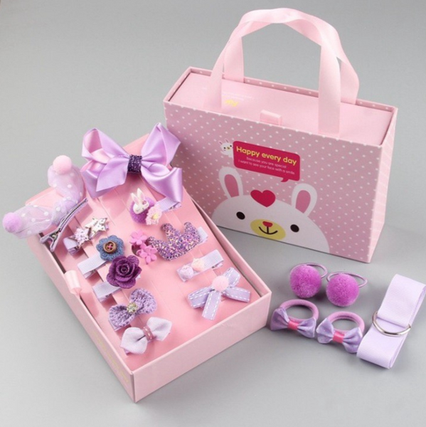 [100% Ready Stock] [Free Gift Box] 18 Pieces Cute Little Girl Hair Accessories With Hair Clip Band
