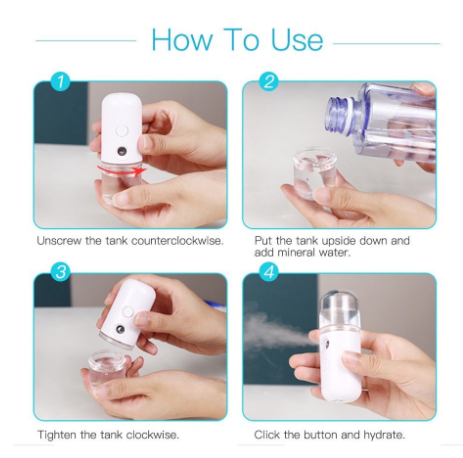 [100% Ready Stock] Mini USB Rechargeable Portable Hydrating Nano Water Spray