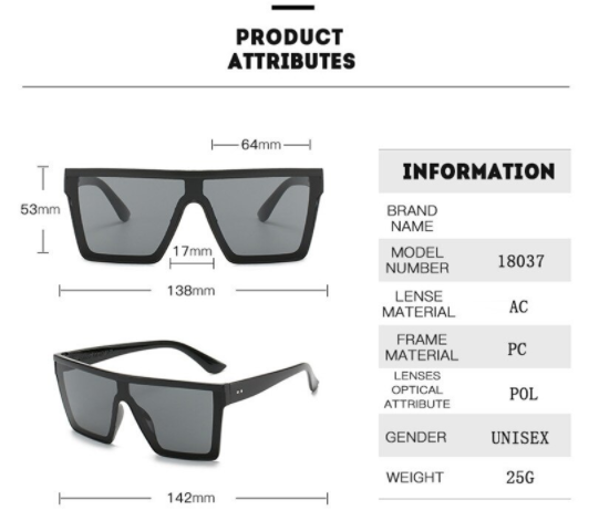 [100% Ready Stock] Stylish Oversized Unisex UV400 Sunglasses