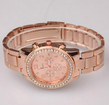 [100% Ready Stock] Luxury Rhinestone Chronograph Designed Women Stainless Steel Watch