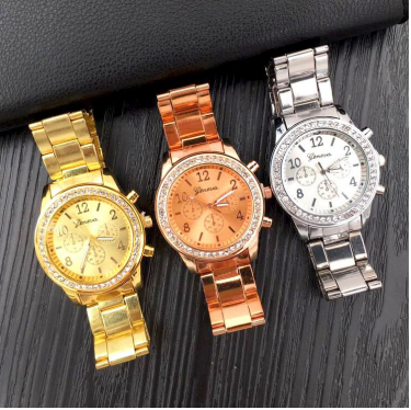 [100% Ready Stock] Luxury Rhinestone Chronograph Designed Women Stainless Steel Watch
