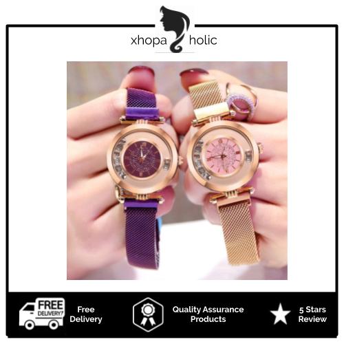 Starry With Sky Diamond Magnetic Buckle Stainless Steel Women Watch