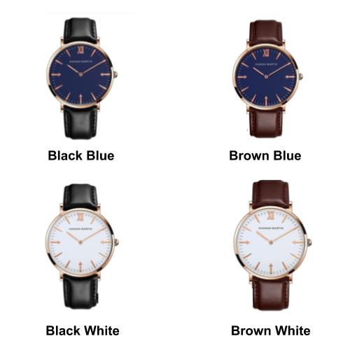[Bundle for 2 @ RM45] [100% Ready Stock] HANNAH MARTIN Classic Leather Luxury Unisex Watch