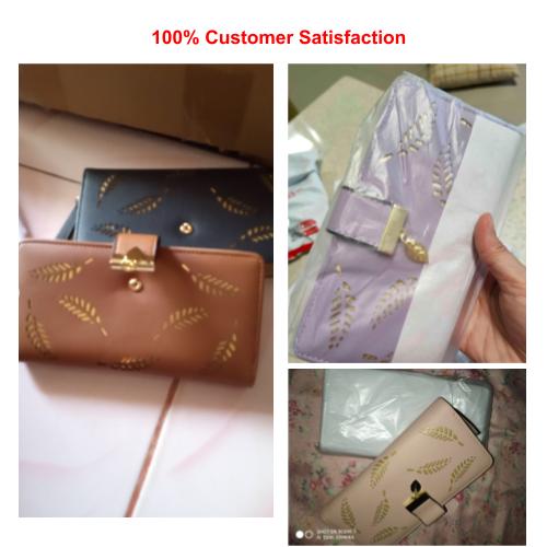 [100% Ready Stock] Premium PU Leather Floral Designed Women Long Purse