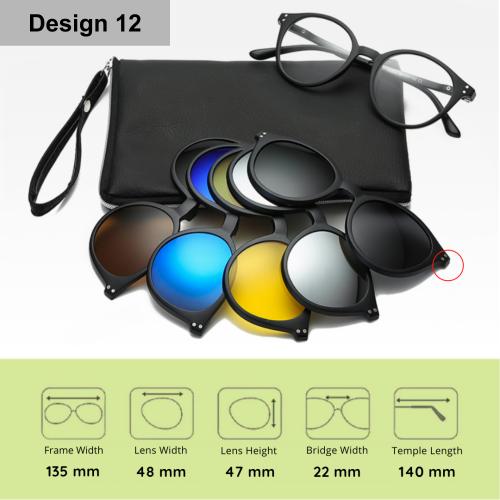 [100% Ready Stock] [Free Pouch] Stylish Polarized 6 In 1 Magnetic Clip Unisex Sunglasses
