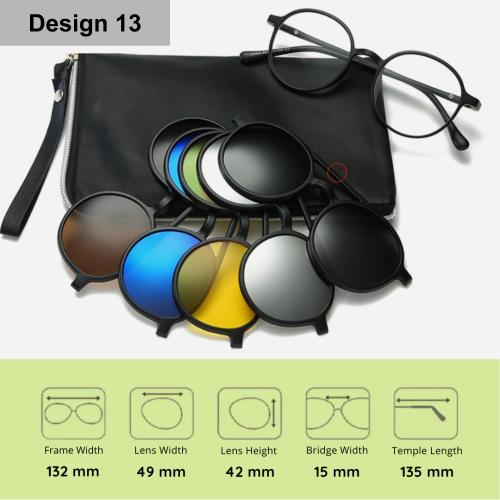 [100% Ready Stock] [Free Pouch] Stylish Polarized 6 In 1 Magnetic Clip Unisex Sunglasses
