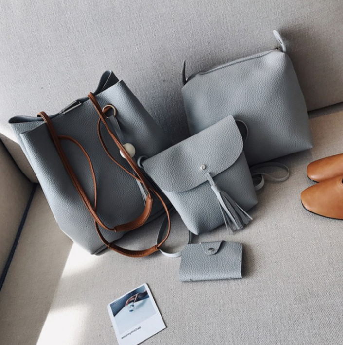 Premium PU Leather 4 in1 Korea Set Women Handbag