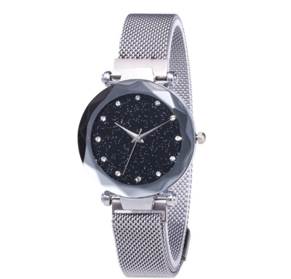 [100% Ready Stock] Starry Diamond Magnetic Buckle Stainless Steel Women Watch