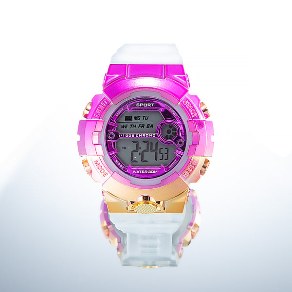[100% Ready Stock] Transparent Rainbow Colour Unisex Multi-Functional LED Watch